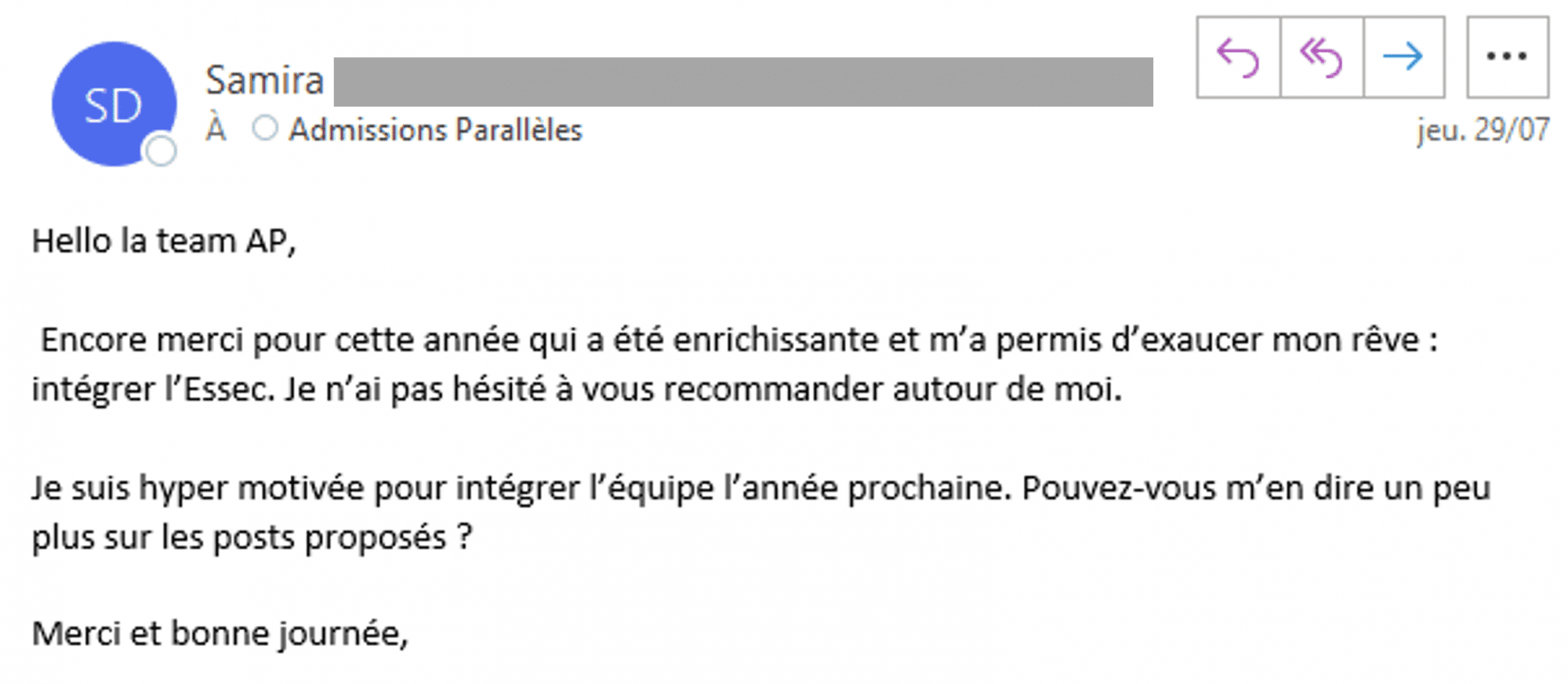 Elève de la promo 2021, admise à l'ESSEC